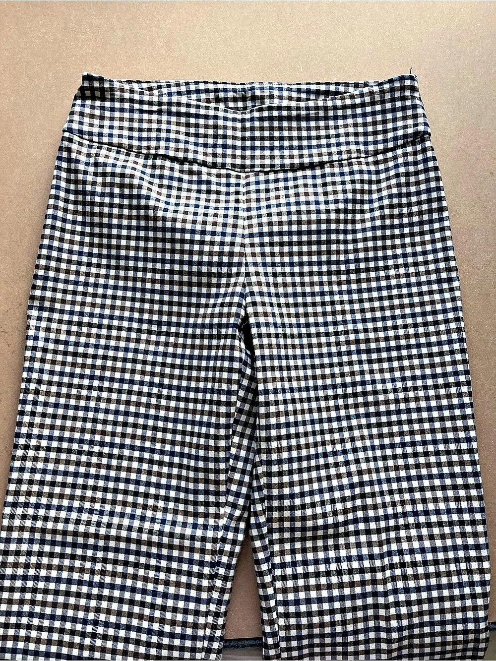 Zac & Rachel Gingham Pull-On Ankle Pants Blue & Black Size 6